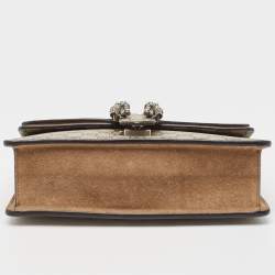 Gucci Beige GG Supreme Canvas and Suede Small Rectangular Dionysus Shoulder Bag