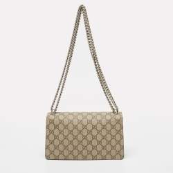 Gucci Beige GG Supreme Canvas and Suede Small Rectangular Dionysus Shoulder Bag