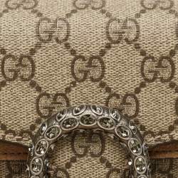 Gucci Beige GG Supreme Canvas and Suede Small Rectangular Dionysus Shoulder Bag