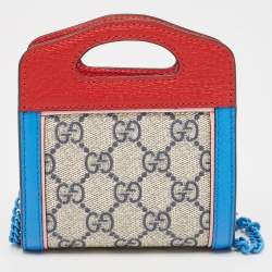Gucci Multicolor GG Supreme Canvas and Leather Wallet On Chain