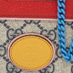 Gucci Multicolor GG Supreme Canvas and Leather Wallet On Chain