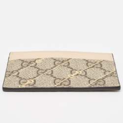 Gucci Brown/Beige GG Supreme Canvas and Leather Card Holder