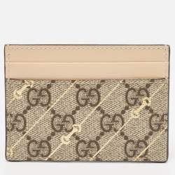 Gucci Brown/Beige GG Supreme Canvas and Leather Card Holder
