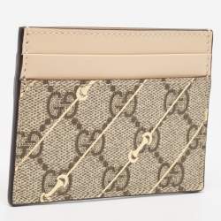 Gucci Brown/Beige GG Supreme Canvas and Leather Card Holder