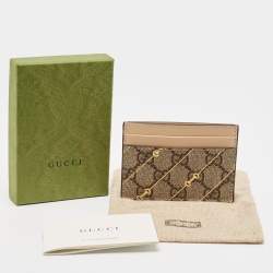 Gucci Brown/Beige GG Supreme Canvas and Leather Card Holder