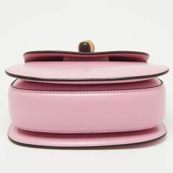 Pre Owned Gucci Pink Leather Mini 1947 Bamboo Top Handle Bag