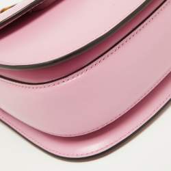 Pre Owned Gucci Pink Leather Mini 1947 Bamboo Top Handle Bag