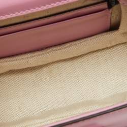 Pre Owned Gucci Pink Leather Mini 1947 Bamboo Top Handle Bag