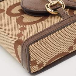 Gucci Beige/Brown GG Canvas and Leather Horsebit 1955 Crossbody Bag