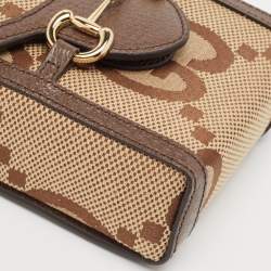 Gucci Beige/Brown GG Canvas and Leather Horsebit 1955 Crossbody Bag