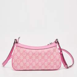Pre Owned Gucci x Palace Pink GG-P Canvas Half-Moon Mini Bag