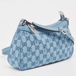 Pre Owned Gucci x Palace Blue GG-P Canvas Half-Moon Mini Bag