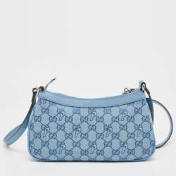 Pre Owned Gucci x Palace Blue GG-P Canvas Half-Moon Mini Bag