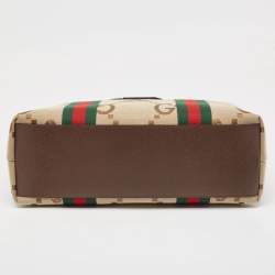 Pre Owned Gucci x Palace Beige/Brown Jumbo GG Canvas Medium Shopper Tote