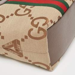 Pre Owned Gucci x Palace Beige/Brown Jumbo GG Canvas Medium Shopper Tote