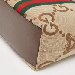 Pre Owned Gucci x Palace Beige/Brown Jumbo GG Canvas Medium Shopper Tote