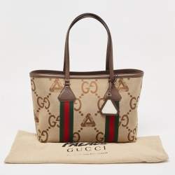 Pre Owned Gucci x Palace Beige/Brown Jumbo GG Canvas Medium Shopper Tote