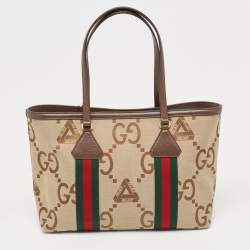Pre Owned Gucci x Palace Beige/Brown Jumbo GG Canvas Medium Shopper Tote