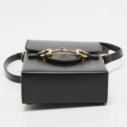 Pre Owned Gucci Black Leather Horsebit 1955 Mini Crossbody Bag