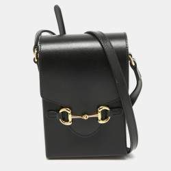 Pre Owned Gucci Black Leather Horsebit 1955 Mini Crossbody Bag