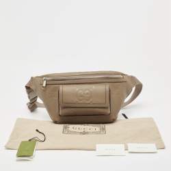 Pre Owned Gucci Beige GG Emblematic Jumbo Leather Belt Bag