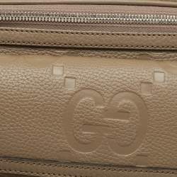 Pre Owned Gucci Beige GG Emblematic Jumbo Leather Belt Bag