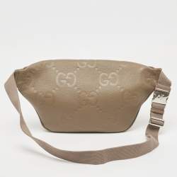 Pre Owned Gucci Beige GG Emblematic Jumbo Leather Belt Bag