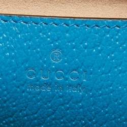 Pre Owned Gucci Blue Leather Mini Bamboo Diana Dome Satchel