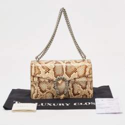 Pre Owned Gucci Beige/Brown Python Small Dionysus Crystals Shoulder Bag