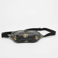 Pre Owned Gucci Black GG Supreme Canvas Tiger Print Belt Bag