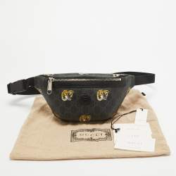 Pre Owned Gucci Black GG Supreme Canvas Tiger Print Belt Bag