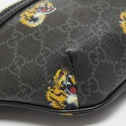 Pre Owned Gucci Black GG Supreme Canvas Tiger Print Belt Bag