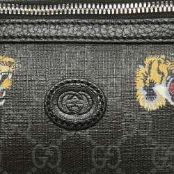 Pre Owned Gucci Black GG Supreme Canvas Tiger Print Belt Bag