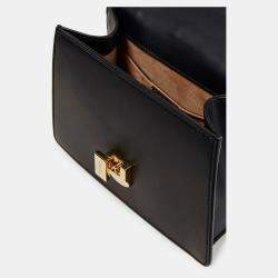 Pre Owned Gucci Black Leather Mini Web Chain Sylvie Top Handle Bag