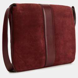 Pre Owned Gucci Burgundy Suede Medium Arli Flap Shoulder Bag