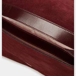 Pre Owned Gucci Burgundy Suede Medium Arli Flap Shoulder Bag