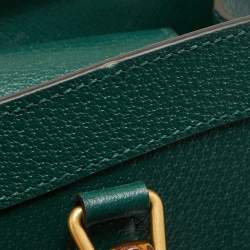 Pre Owned Gucci Green Leather Large Bamboo Diana Tote