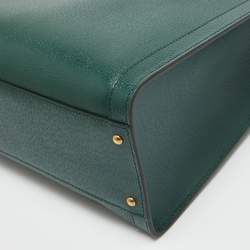 Pre Owned Gucci Green Leather Large Bamboo Diana Tote