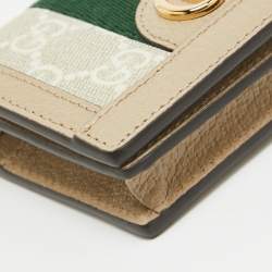 Gucci Beige/Off White GG Supreme Canvas Web Ophidia Card Case Wallet
