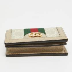 Gucci Beige/Off White GG Supreme Canvas Web Ophidia Card Case Wallet