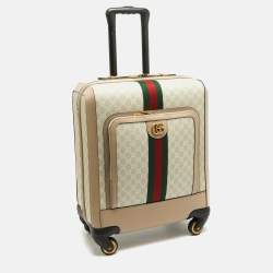Gucci Beige GG Supreme Canvas and Leather Small Savoy Cabin Trolley