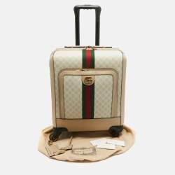 Gucci Beige GG Supreme Canvas and Leather Small Savoy Cabin Trolley