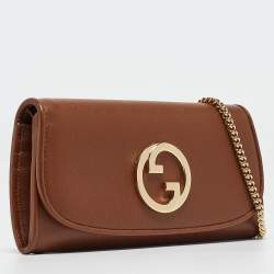 Gucci Brown Leather Blondie Wallet on Chain