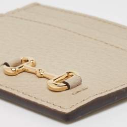 Gucci Light Beige Leather Horsebit Card Case