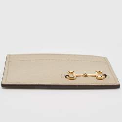 Gucci Light Beige Leather Horsebit Card Case