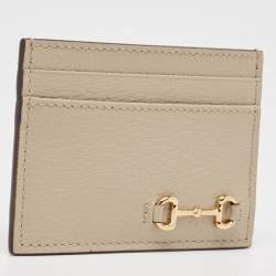 Gucci Light Beige Leather Horsebit Card Case