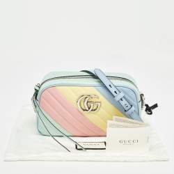 Pre Owned Gucci Multicolor Matelassé Leather Small GG Marmont Shoulder Bag