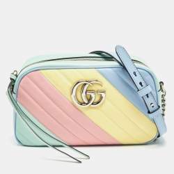 Pre Owned Gucci Multicolor Matelassé Leather Small GG Marmont Shoulder Bag