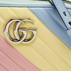 Pre Owned Gucci Multicolor Matelassé Leather Small GG Marmont Shoulder Bag
