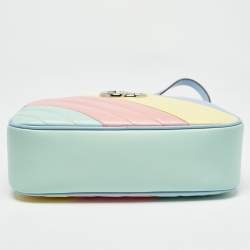 Pre Owned Gucci Multicolor Matelassé Leather Small GG Marmont Shoulder Bag